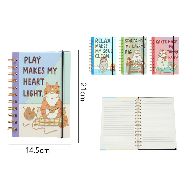 Cuaderno Con Espiral 80Hojas Gato 21x14.5cm A5 1