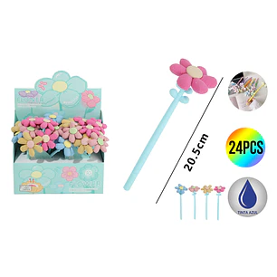 Boligrafo Gel Flores Azul 20.5Cm