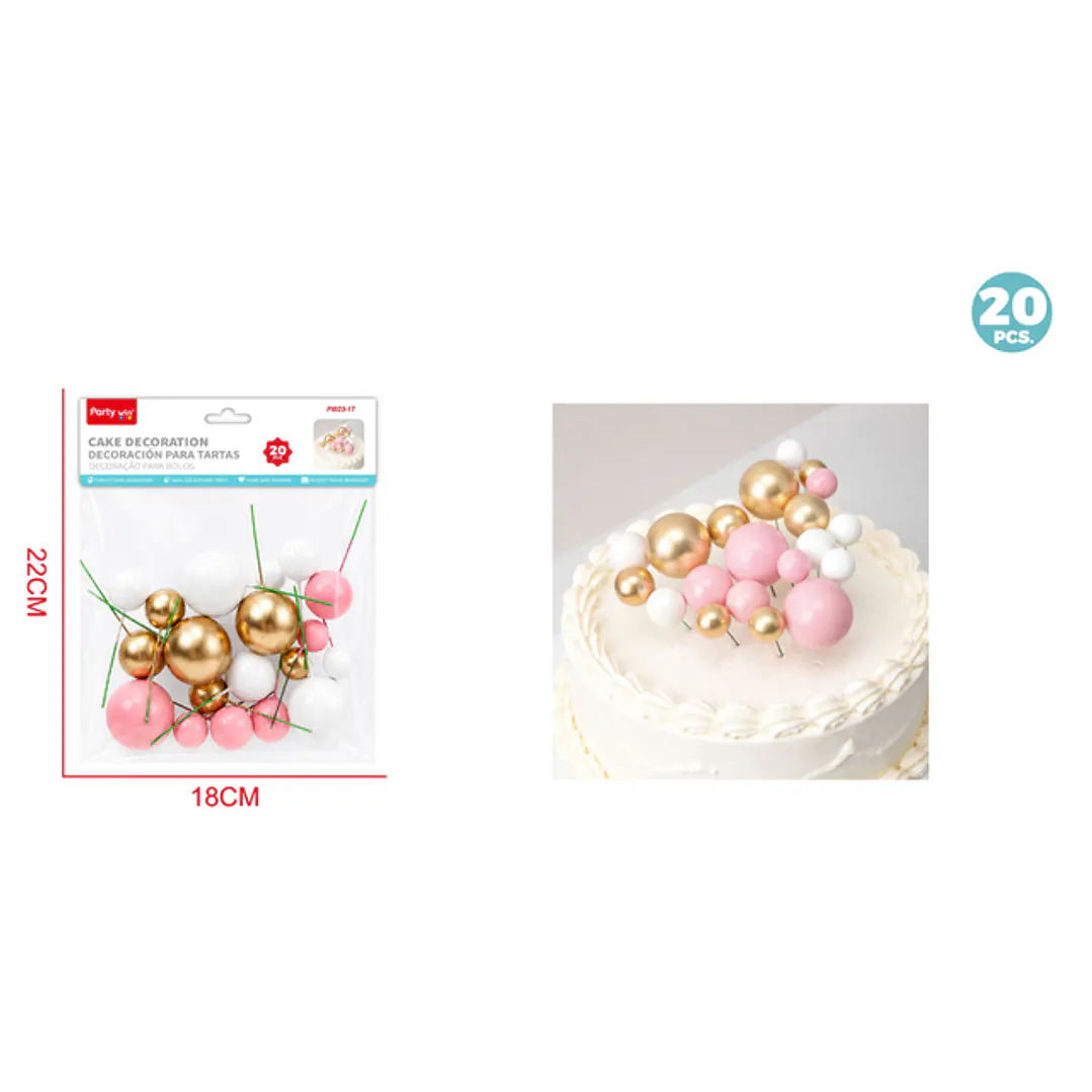 Decoracion Para Torta Perlado Surtidos 20 Unidades 1