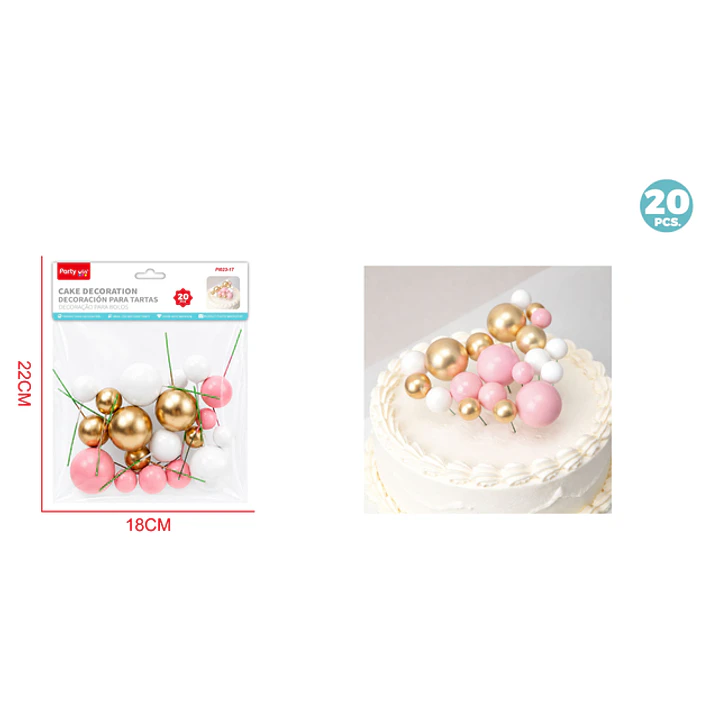 Decoracion Para Torta Perlado Surtidos 20 Unidades 1