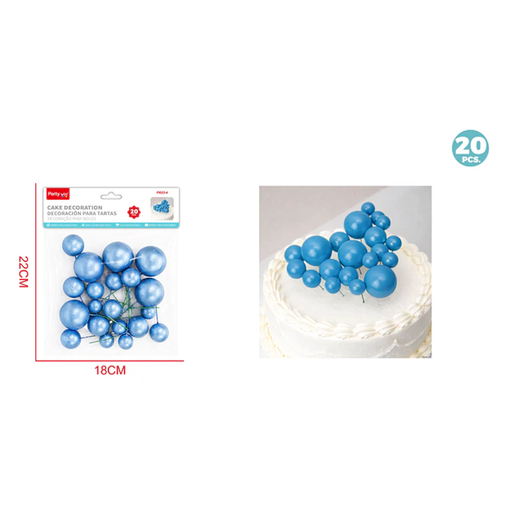Decoracion Para Torta Perlado Azul 20 Unidades 1