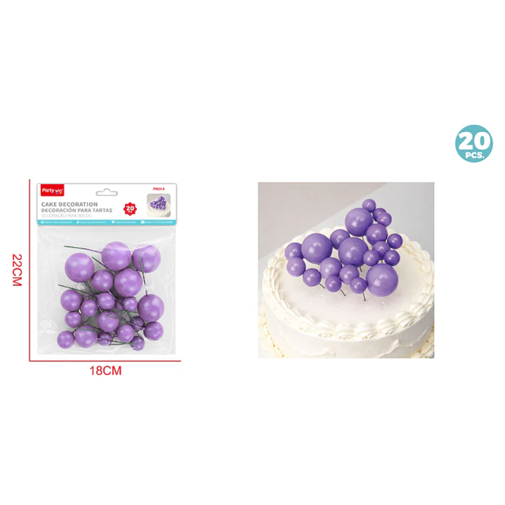 Decoracion Para Torta Perlado Morado Oscuro 20 Unidades 1