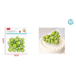 Decoración Para Torta Perlado Verde Claro 20 Unidades