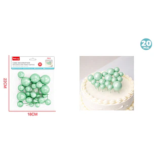 Decoración Para Torta Perlado Verde Oscuro 20 Unidades