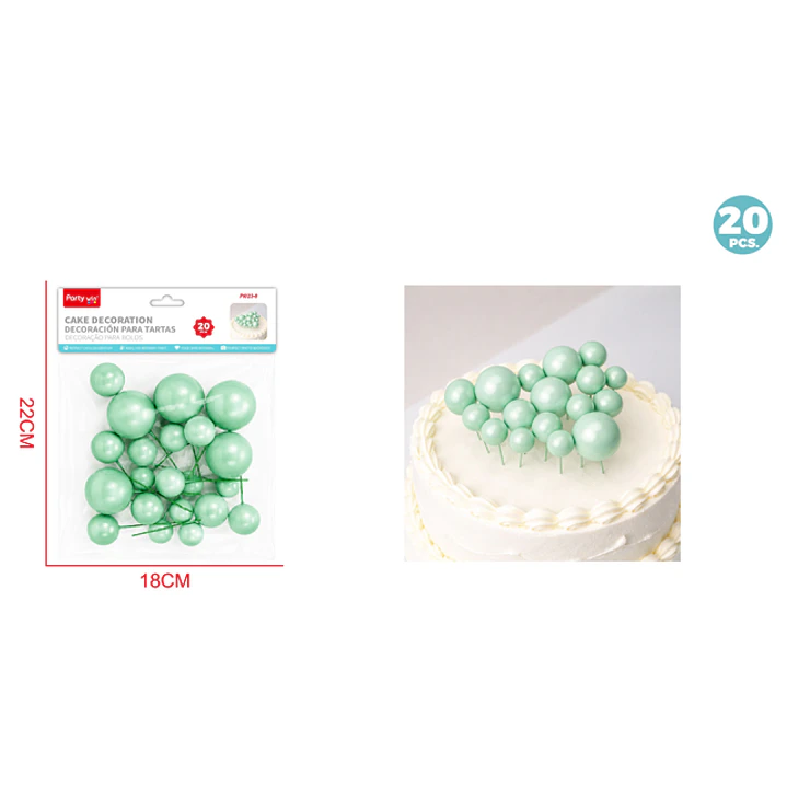 Decoracion Para Torta Perlado Verde Oscuro 20 Unidades 1