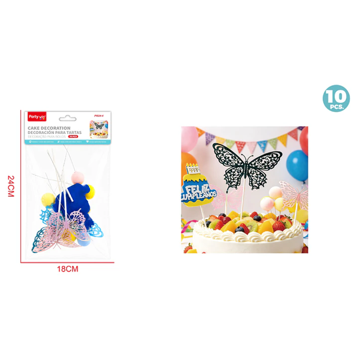 Decoracion Para Torta Cumpleaños Mariposa 10 Unidades 1