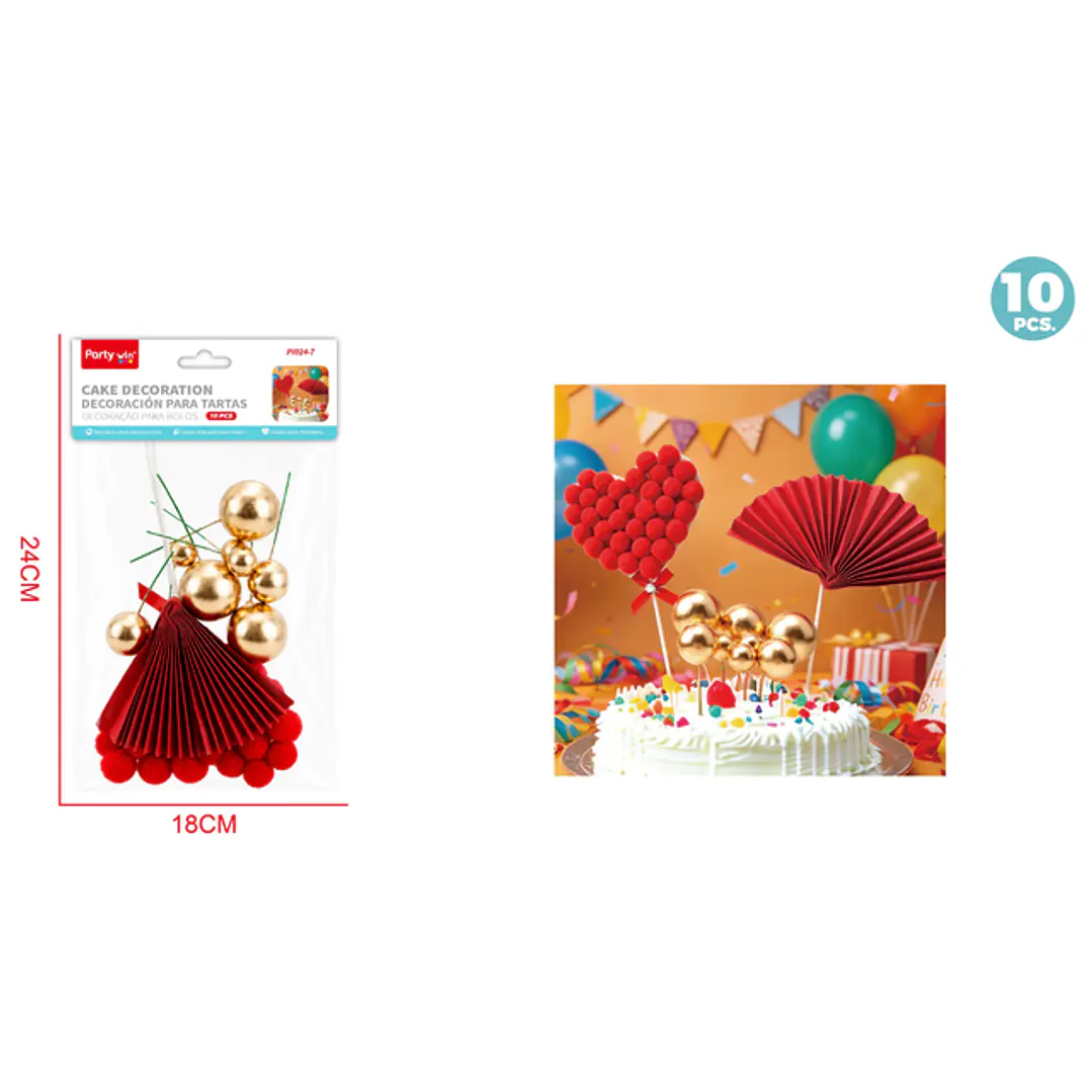 Decoracion Para Torta Cumpleaños Abanico 10 Unidades 1