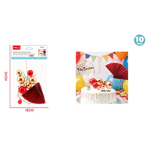 Decoración Para Torta Cumpleaños Abanico 10 Unidades