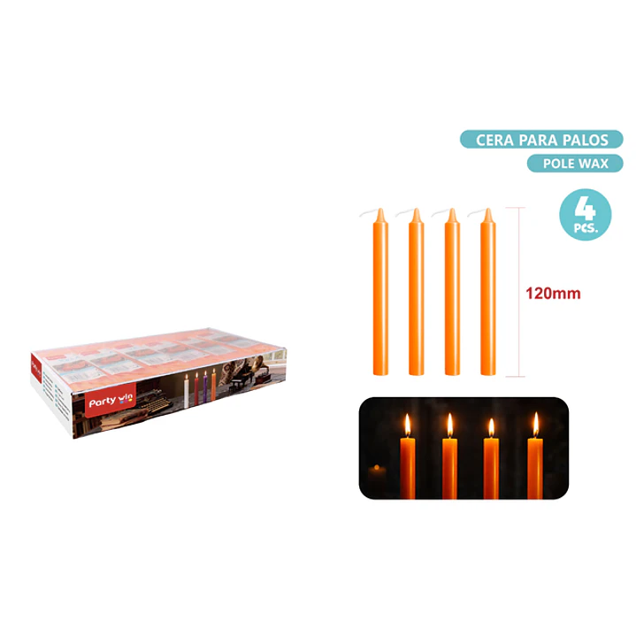 Velas Naranjo 4 Unidades 120Mm 1