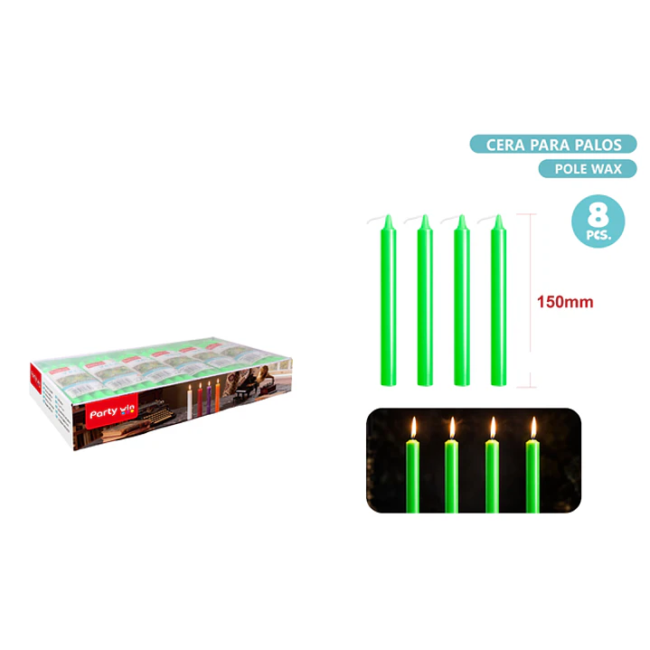 Velas Verde 8 Unidades 150Mm 1