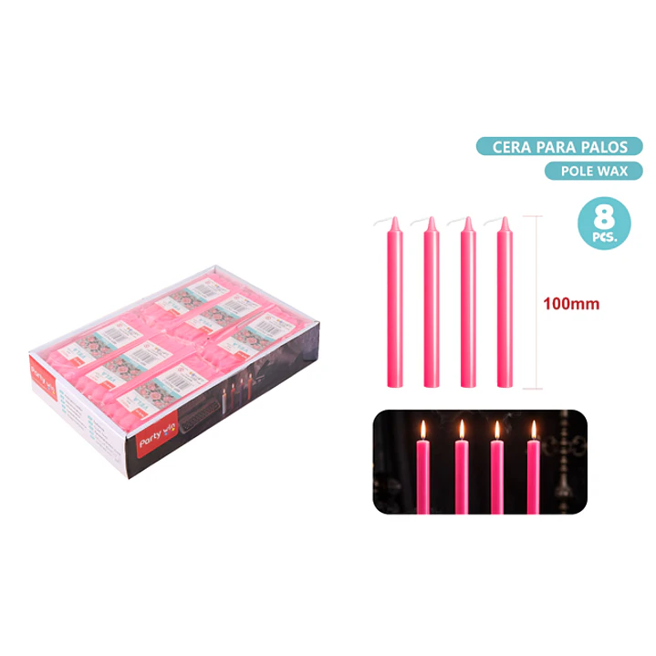 Velas Rosado 8 Unidades 100Mm 1