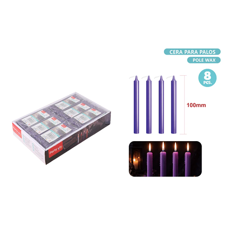 Velas Morado 8 Unidades 100Mm 1