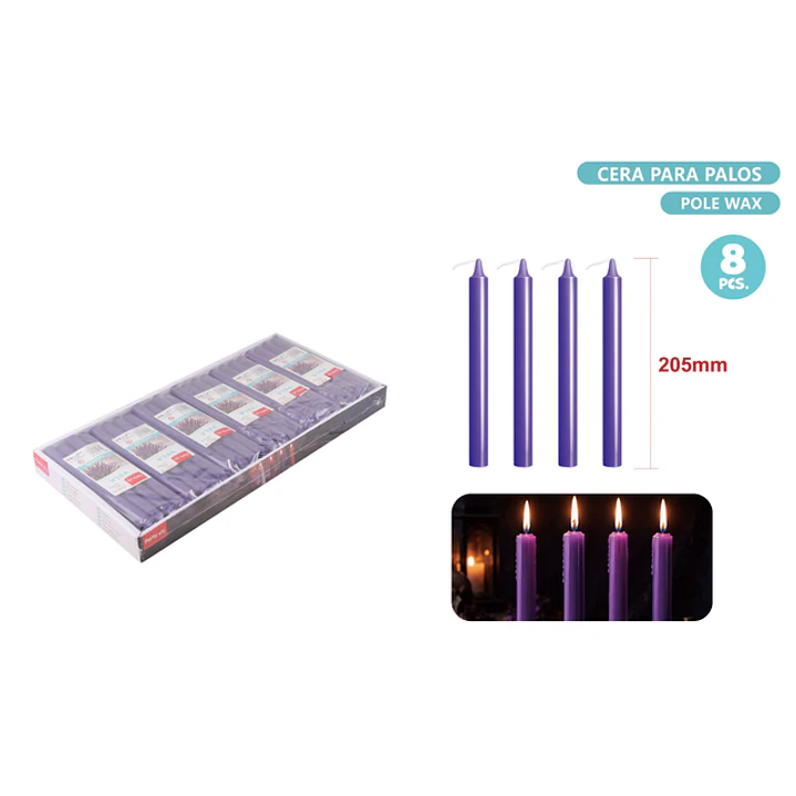 Velas Morado 8 Unidades 130Mm 1