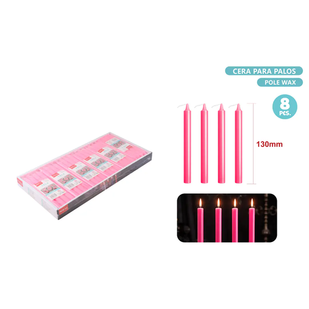 Velas Rosado 8 Unidades 130Mm 1