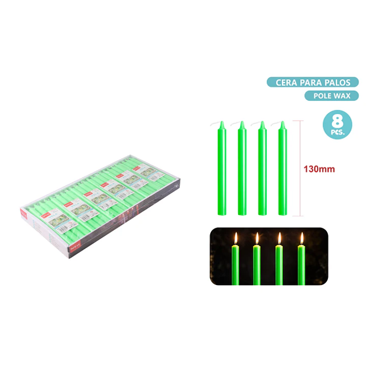 Velas Verde 8 Unidades 130Mm 1