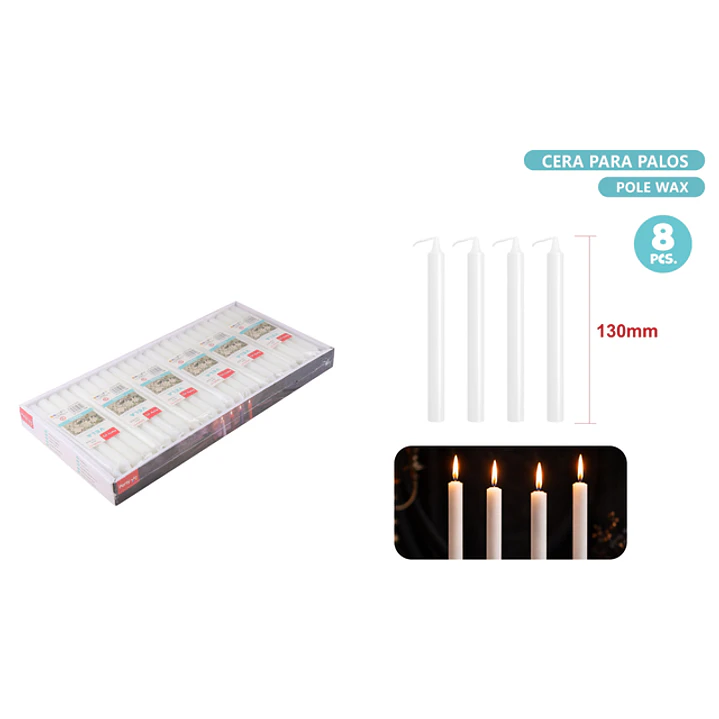 Velas Blanco 8 Unidades 130Mm 1