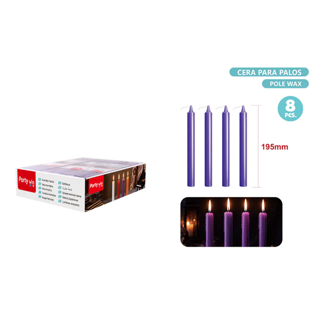 Velas Morado 8 Unidades 200Mm 1