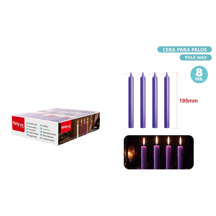 Velas Morado 8 Unidades 200Mm 1