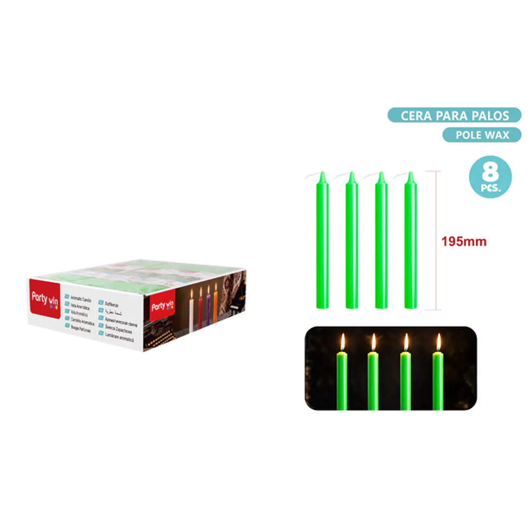 Velas Verde 8 Unidades 200Mm 1