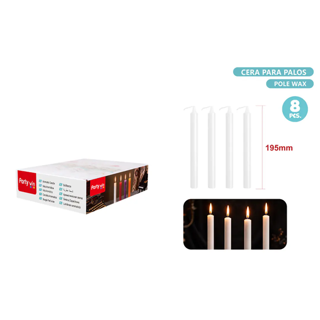 Velas Blanco 8 Unidades 200Mm 1