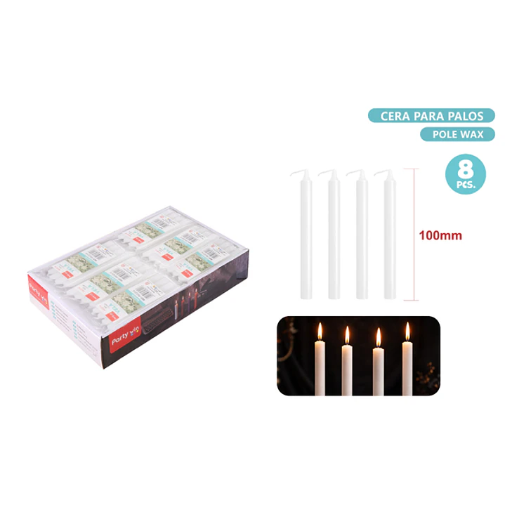 Velas Blanco 8 Unidades 100Mm 1