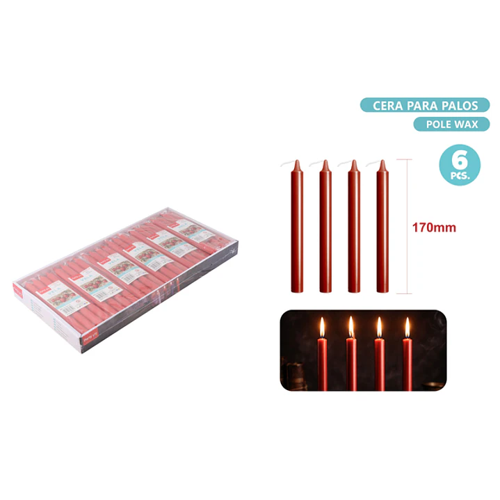 Velas Rojo 6 Unidades 170Mm 1