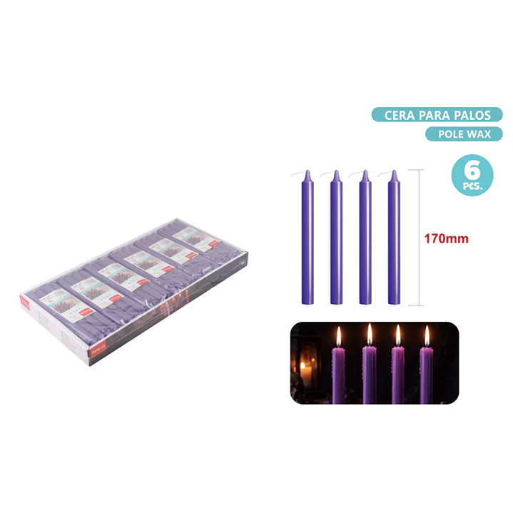 Velas Morado 6 Unidades 170Mm 1