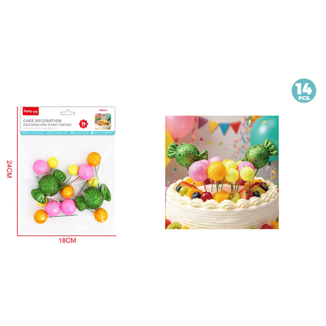 Decoracion Para Torta Verde 14 Unidades 1