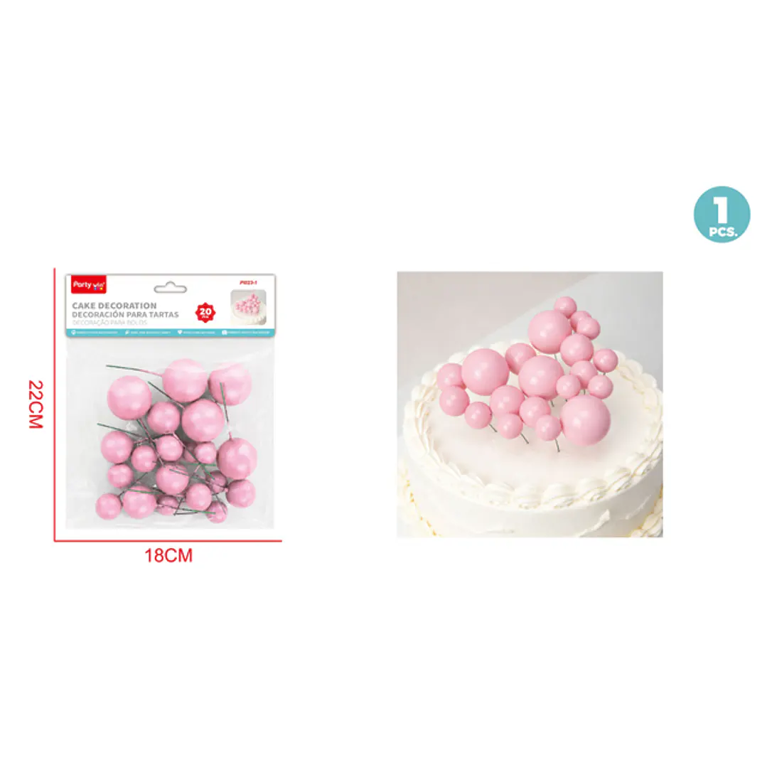 Decoracion Para Torta Perlado Rosado Claro 20 Unidades 1