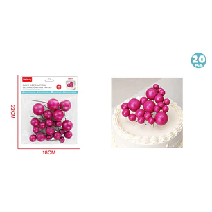 Decoracion Para Torta Perlado Fucsia 20 Unidades