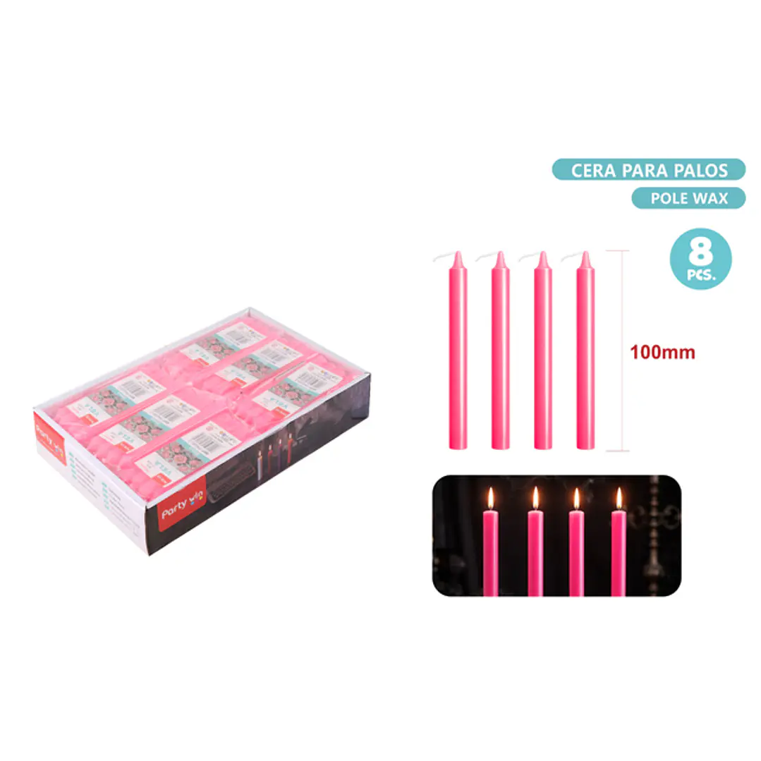 Velas Rosado 8 Unidades 100Mm 1