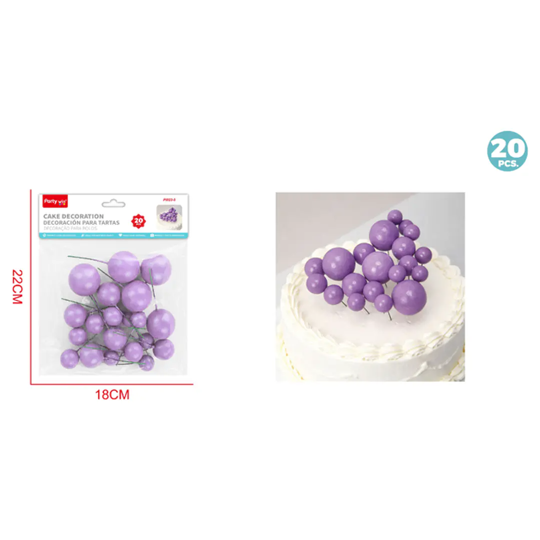 Decoracion Para Torta Perlado Morado Claro 20 Unidades 1