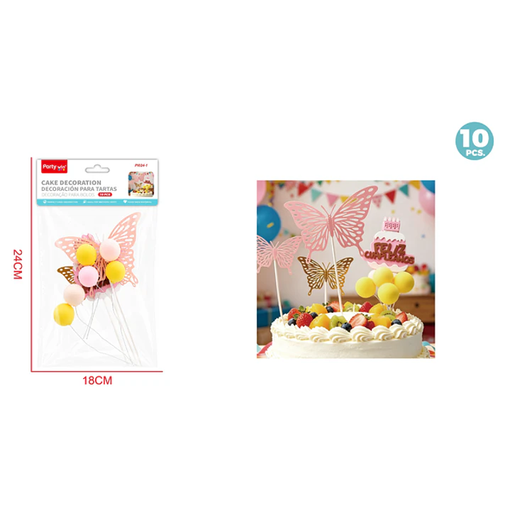 Decoracion Para Torta Cumpleaños Mariposa 10 Unidades 1