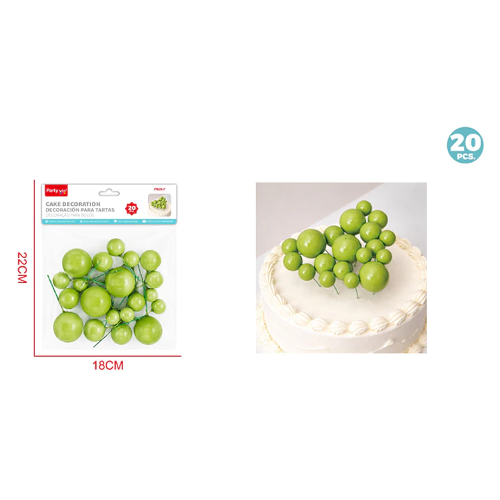 Decoracion Para Torta Perlado Verde Claro 20 Unidades 1