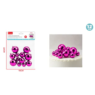 Decoración Para Torta Bola Disco Fucsia 12 Unidades