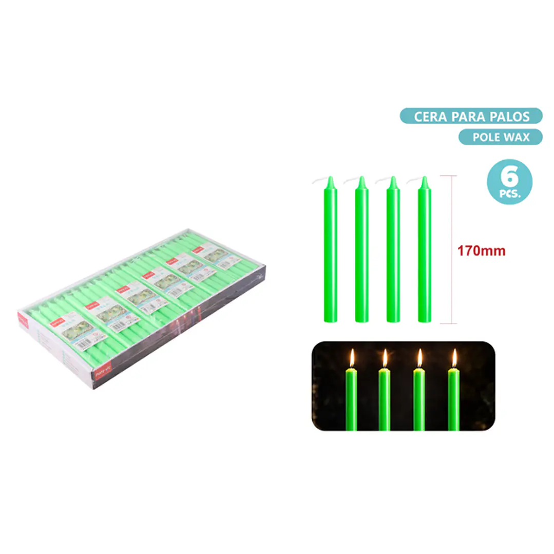 Velas Verde 6 Unidades 170Mm 1