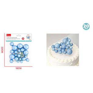 Decoración Para Torta Perlado Celeste 20 Unidades