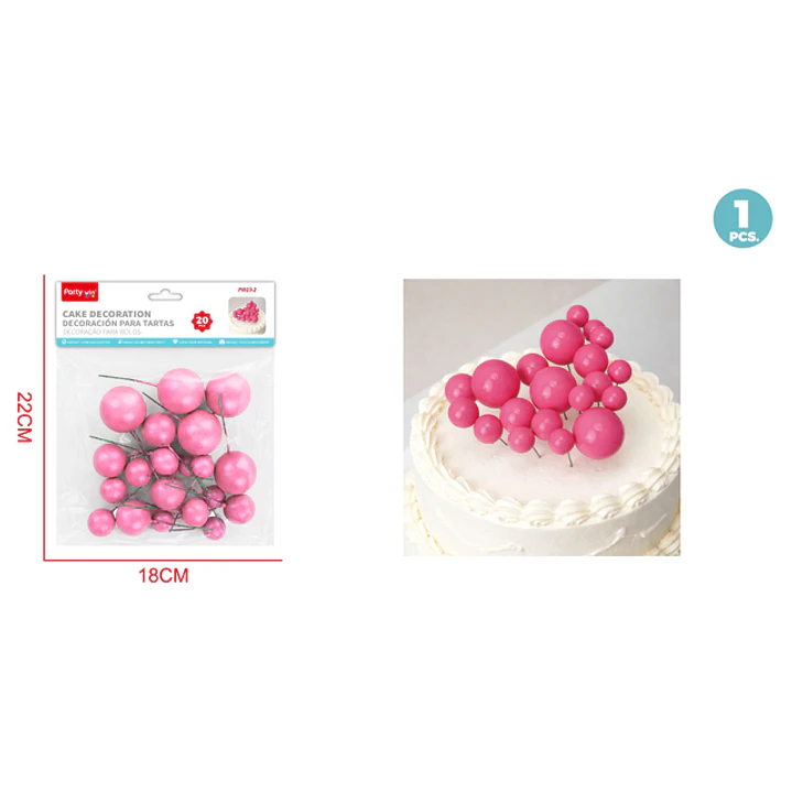 Decoracion Para Torta Perlado Rosado Oscuro 20 Unidades 1