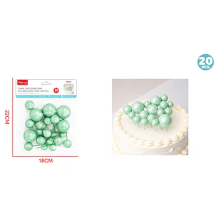 Decoración Para Torta Perlado Verde Menta 20 Unidades