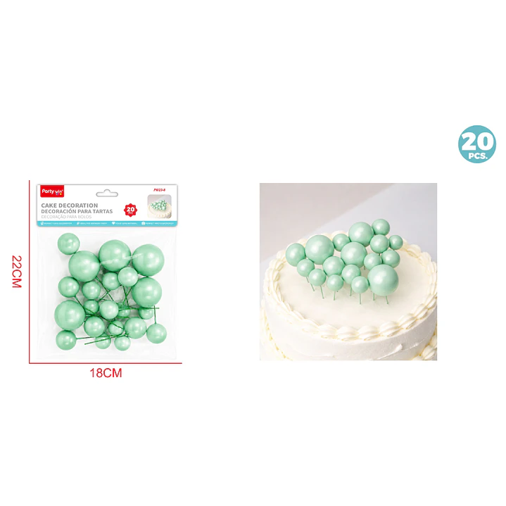 Decoracion Para Torta Perlado Verde Menta 20 Unidades 1