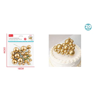 Decoración Para Torta Perlado Dorado 20 Unidades