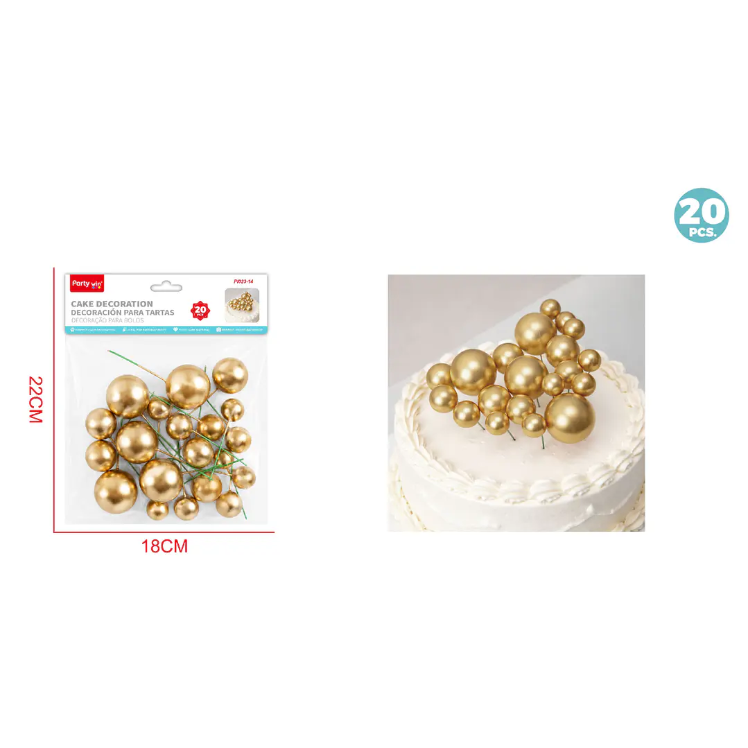 Decoracion Para Torta Perlado Dorado 20 Unidades 1