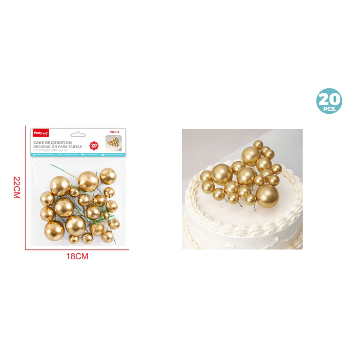 Decoracion Para Torta Perlado Dorado 20 Unidades 1