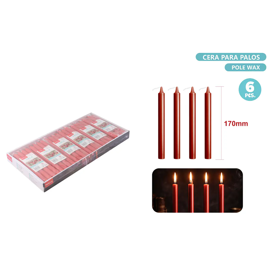 Velas Rojo 6 Unidades 170Mm 1
