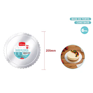 Base De Torta Redondo Plateado 20.5Cm 6 Unidades 8Pul.