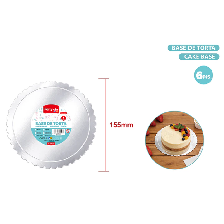 Base De Torta Redondo Plateado 15.5Cm 6 Unidades 6Pul. 1