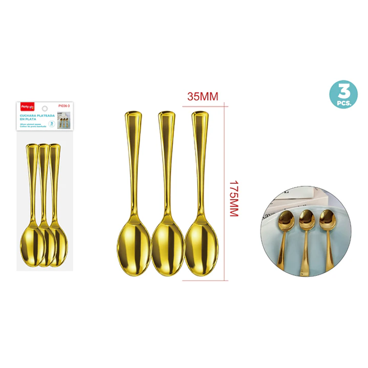 Cucharras Dorado 175Mm 3 Unidades 1