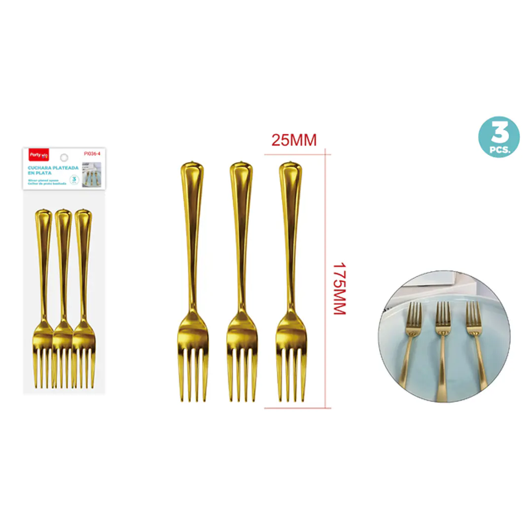 Tenedores Dorado 175Mm 3 Unidades 1