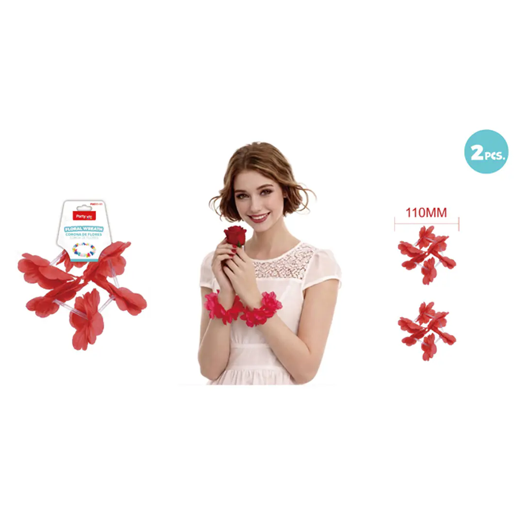 Pulseras 6X2Flores Rojo 2 Unidades 1
