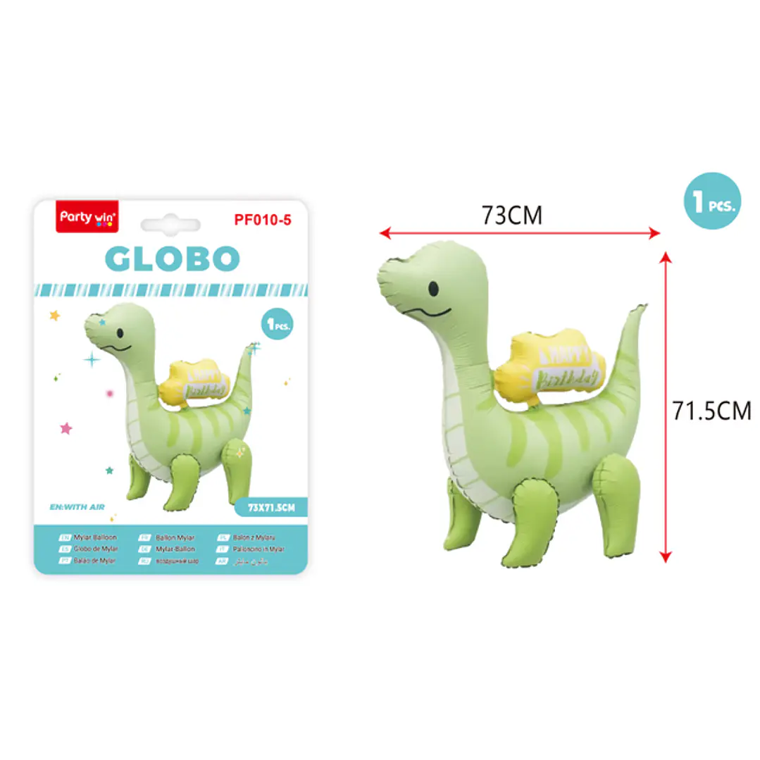 Globo Metal Vertical Dinosaurio Verde 73X71Cm 1